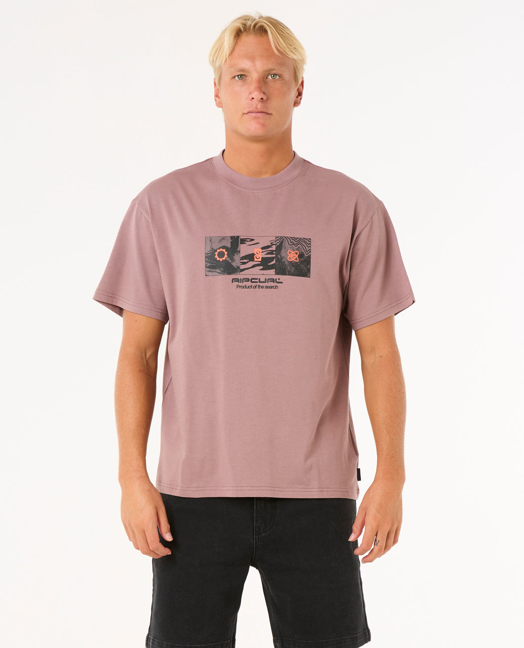 SEARCH GRID TEE - twilight mauve