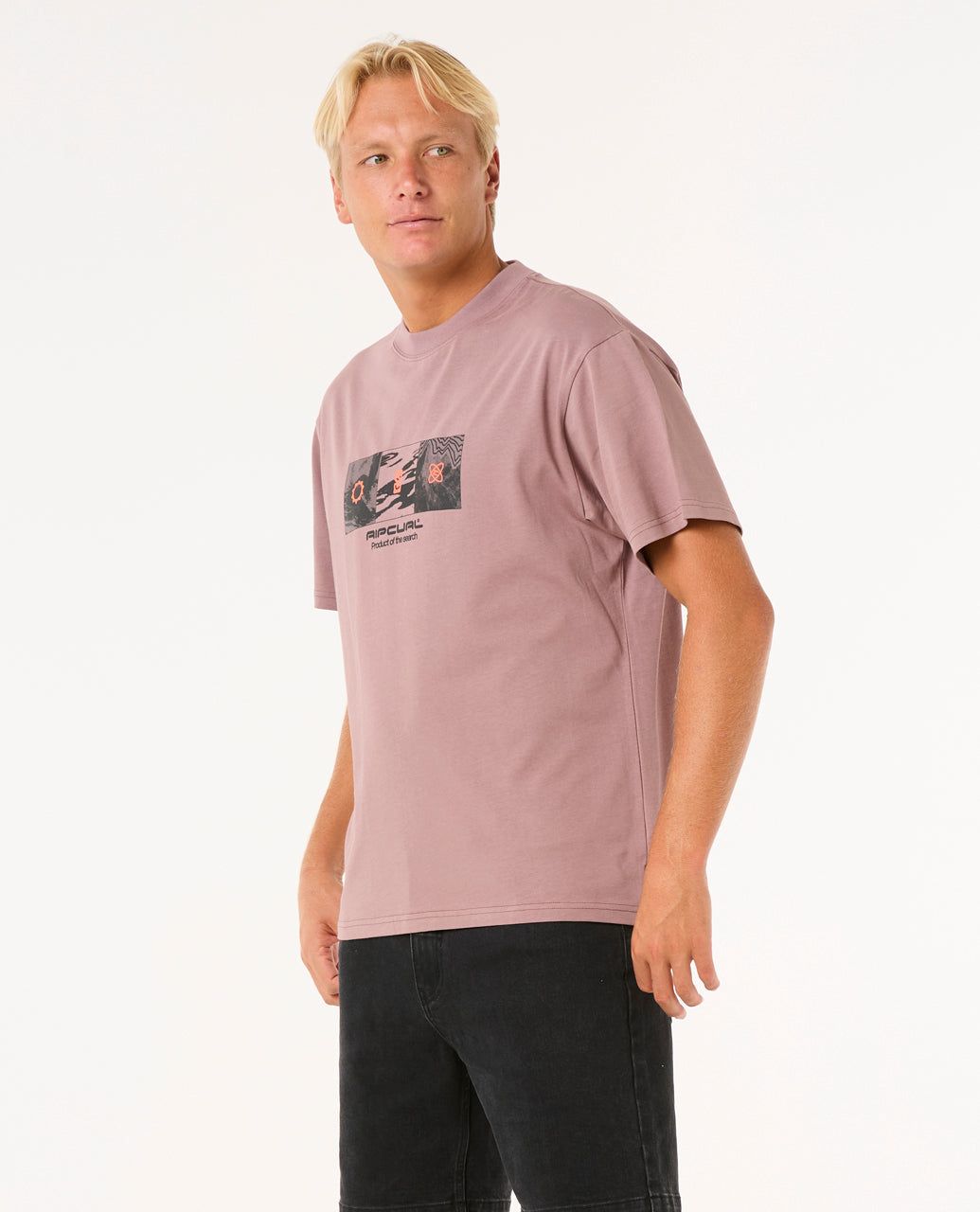 SEARCH GRID TEE - twilight mauve
