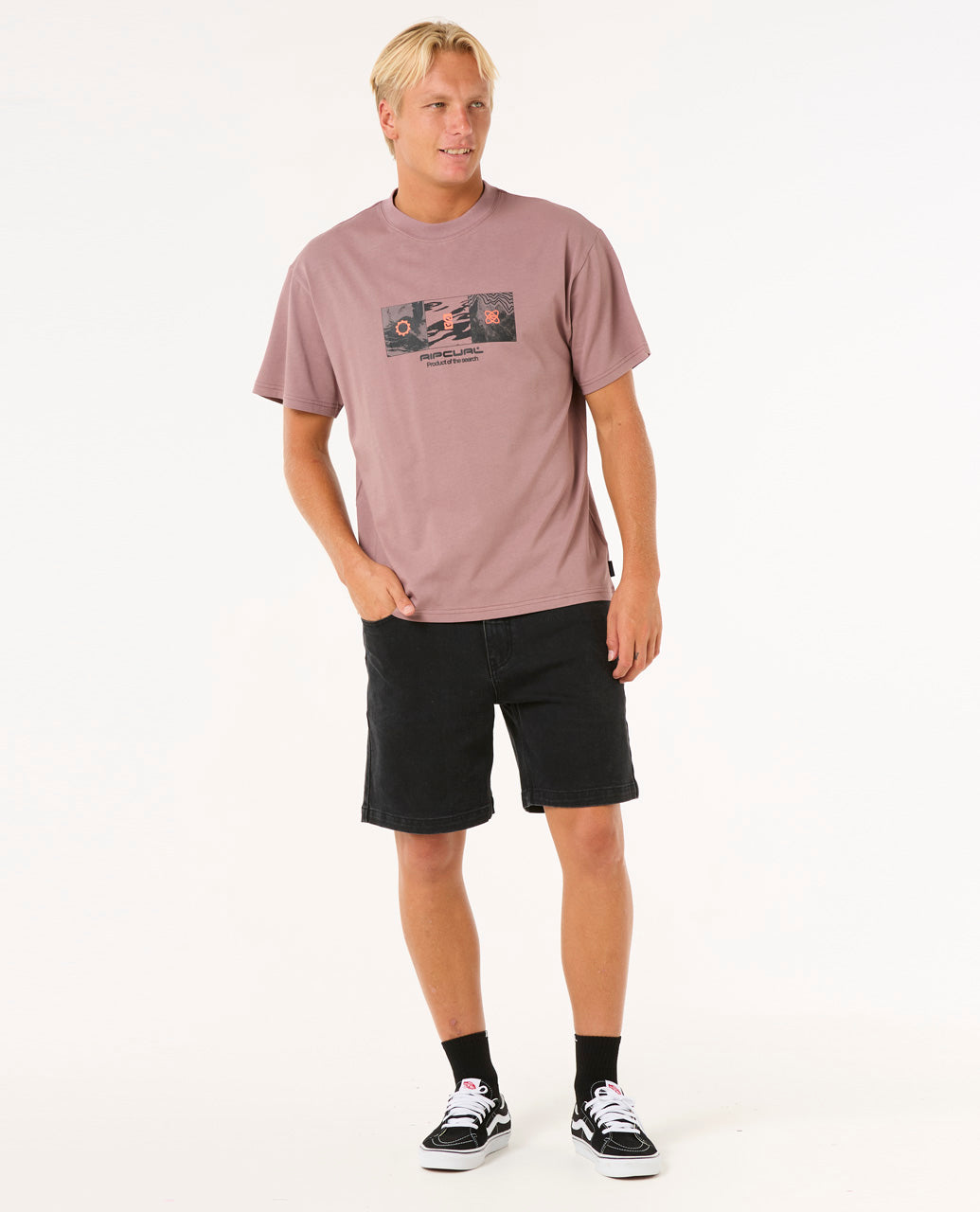 SEARCH GRID TEE - twilight mauve