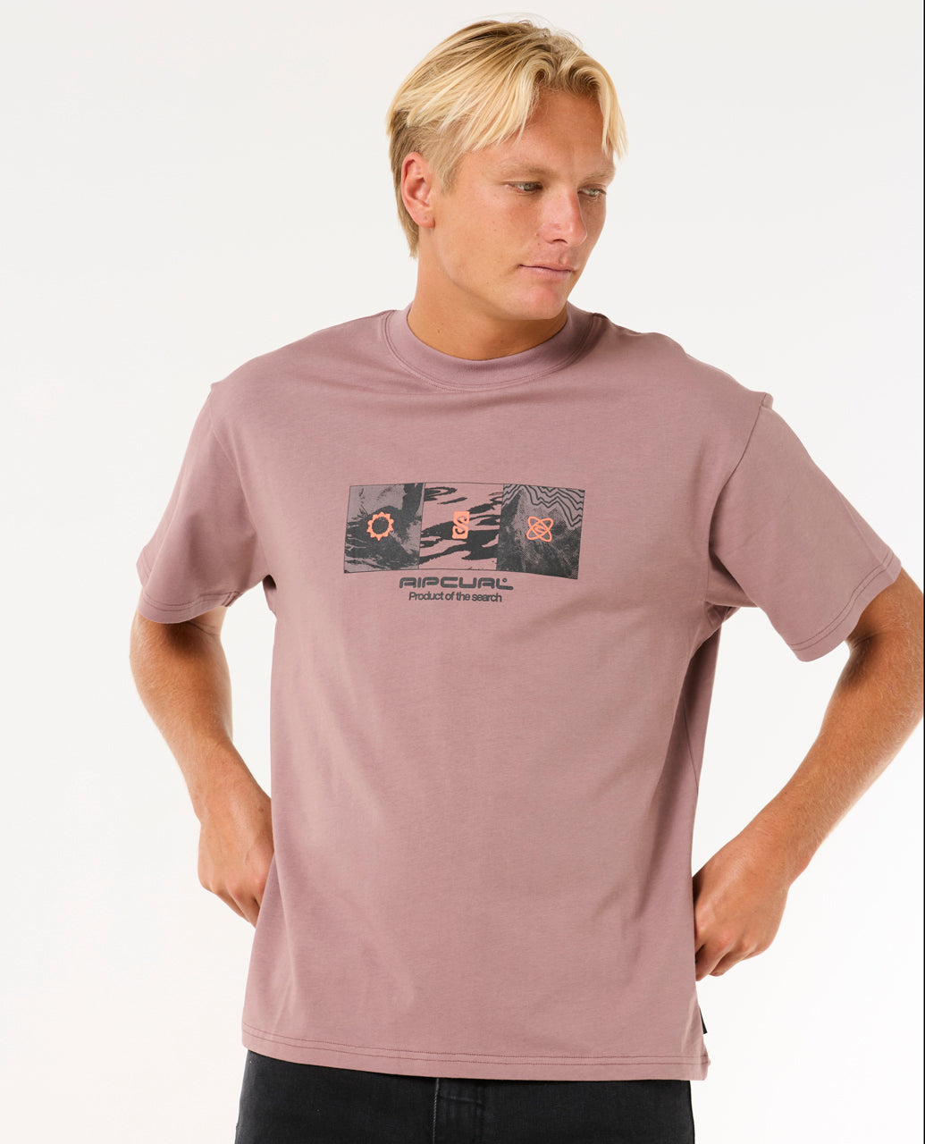 SEARCH GRID TEE - twilight mauve