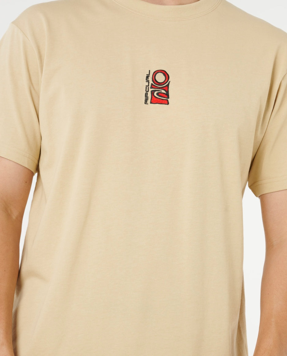 SEARCH STACK EMBROID T - khaki sand