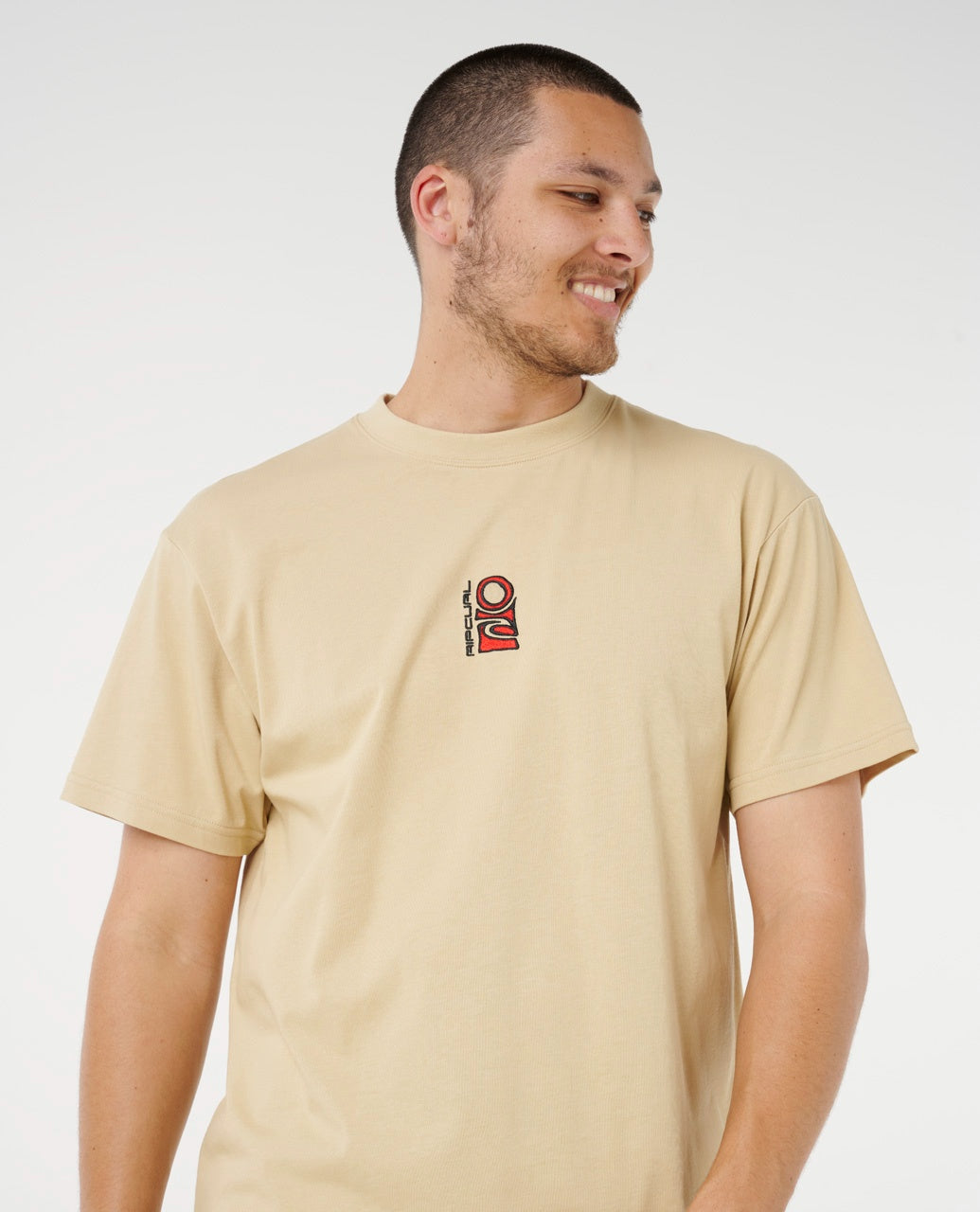 SEARCH STACK EMBROID T - khaki sand