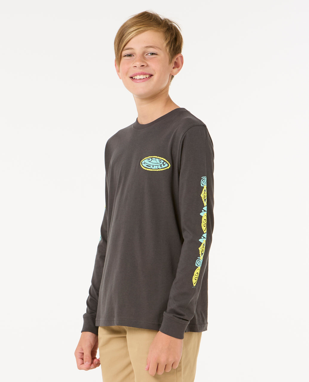 RAW ENERGY LS TEE - BOY - washed black