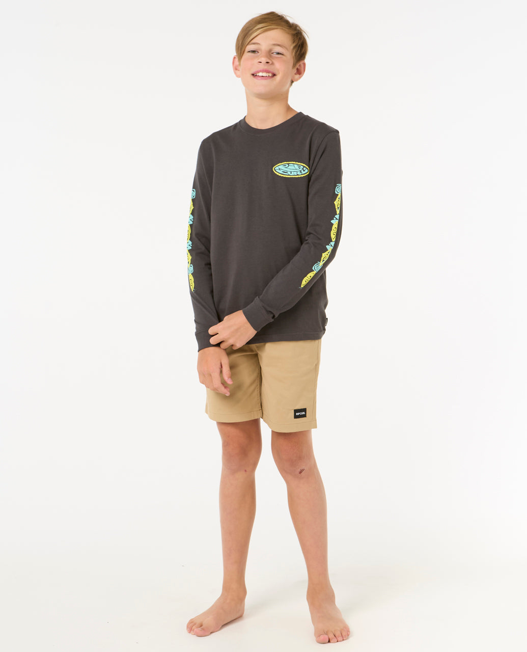 RAW ENERGY LS TEE - BOY - washed black