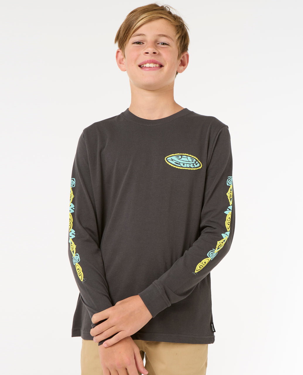 RAW ENERGY LS TEE - BOY - washed black