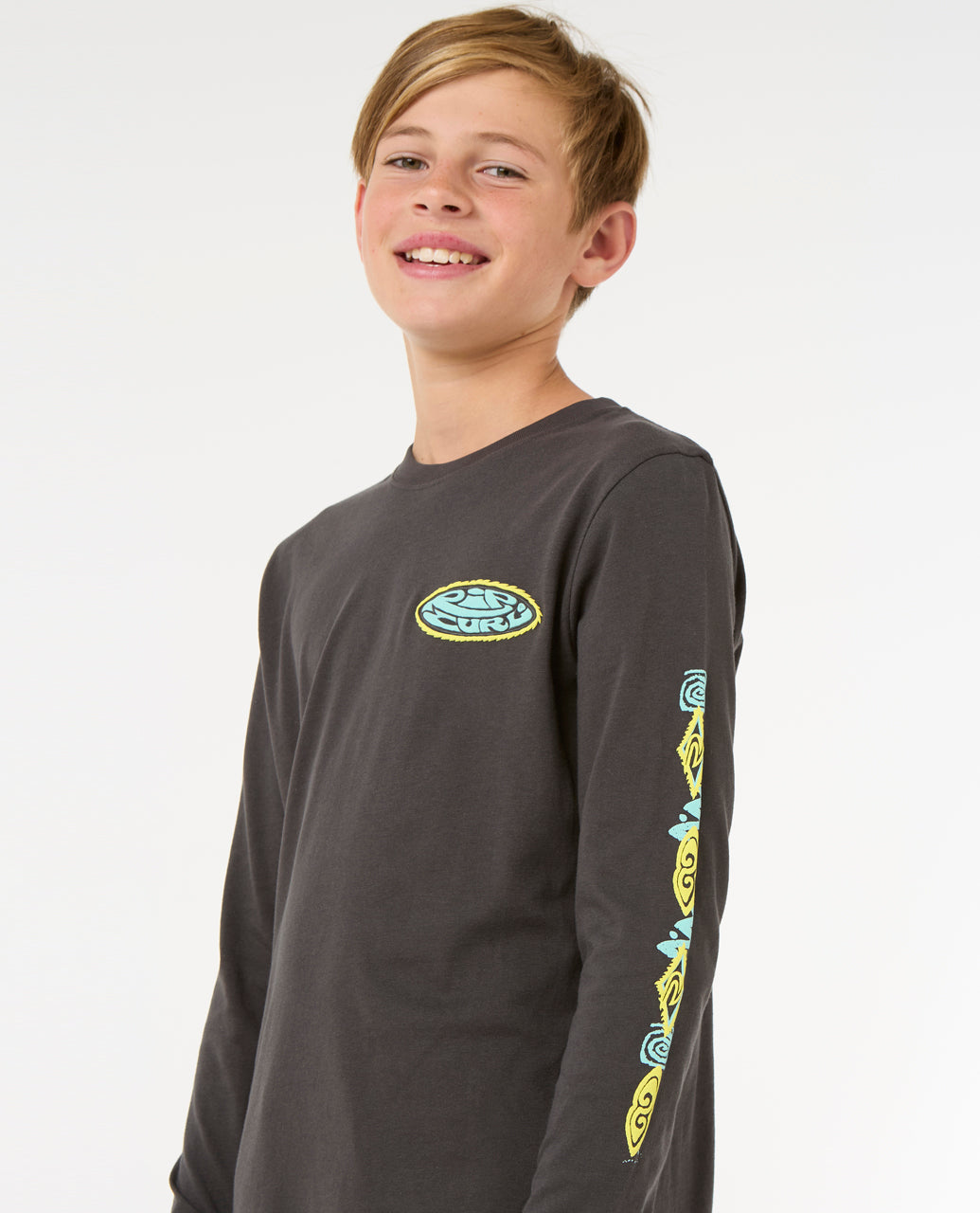 RAW ENERGY LS TEE - BOY - washed black