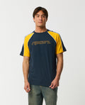 PANEL BEATER TEE - navy/yellow