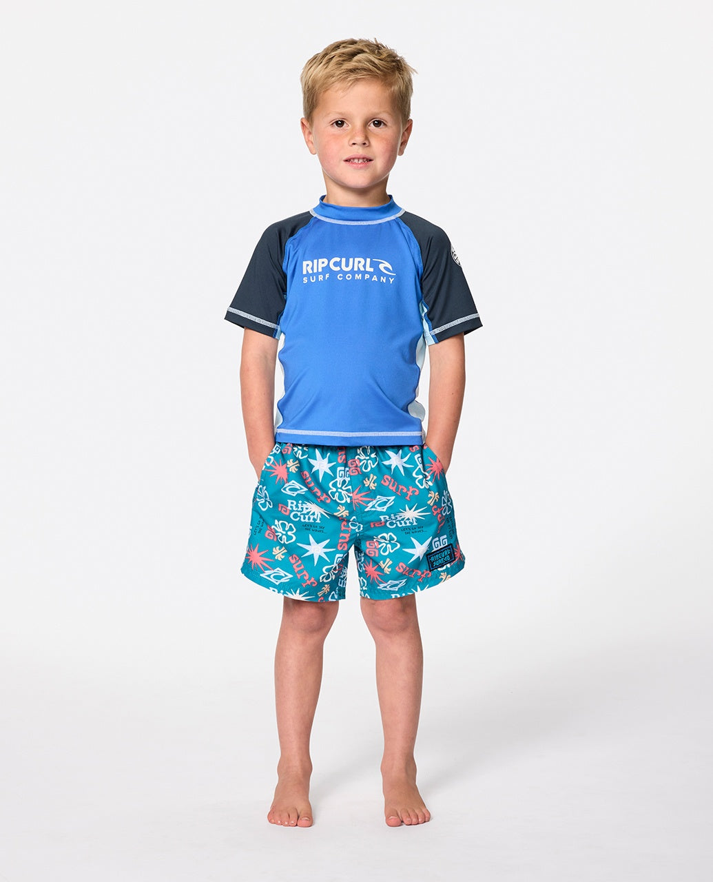SHOCK UPF S/S BOY - blue gum