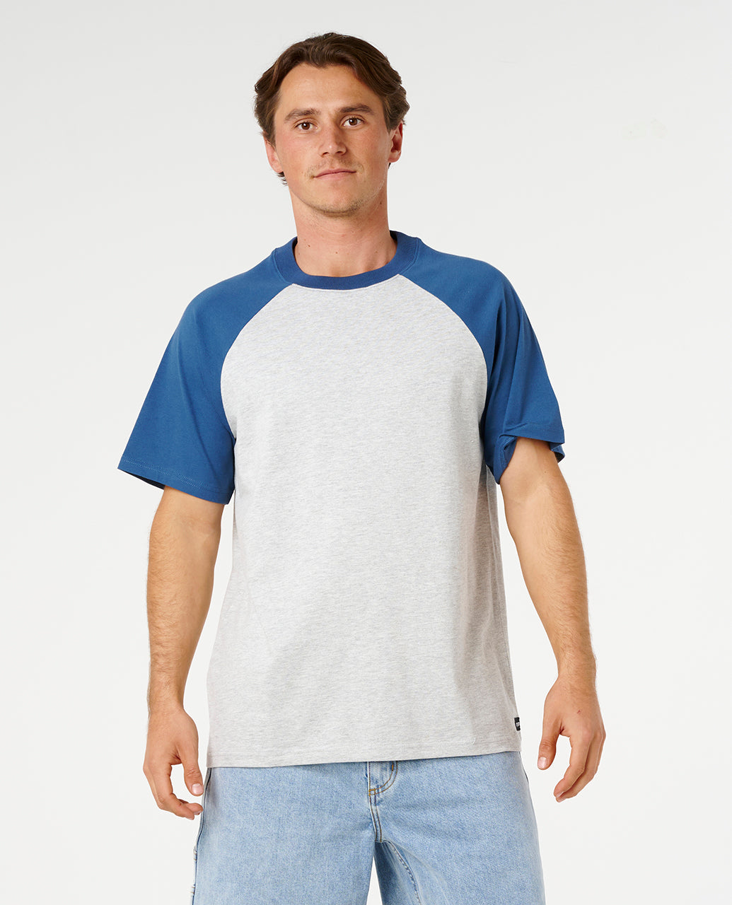 PLAIN RAGLAN TEE - grey marle