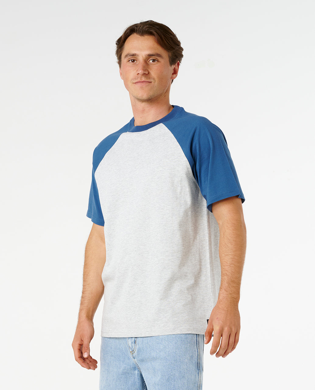 PLAIN RAGLAN TEE - grey marle