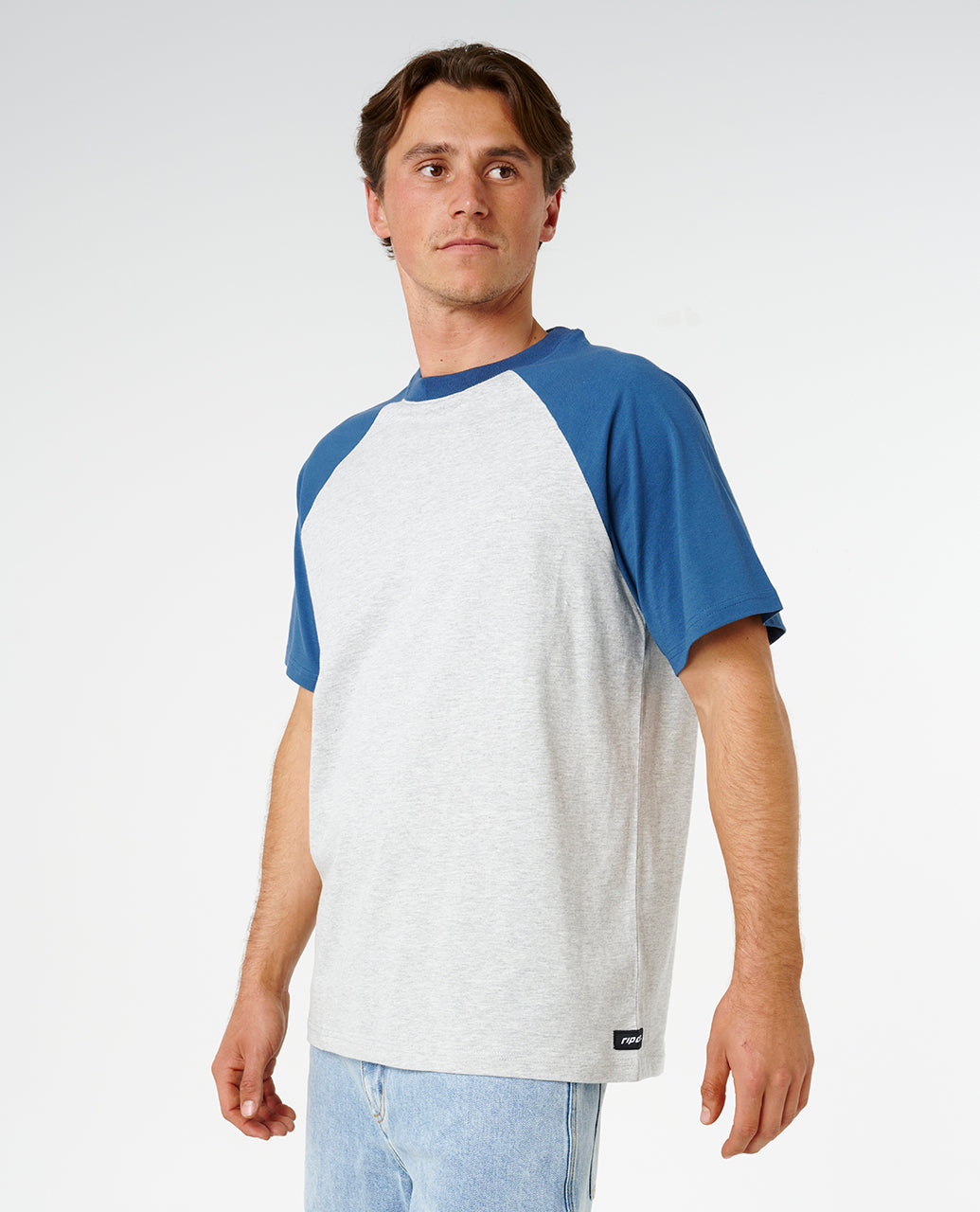 PLAIN RAGLAN TEE - grey marle