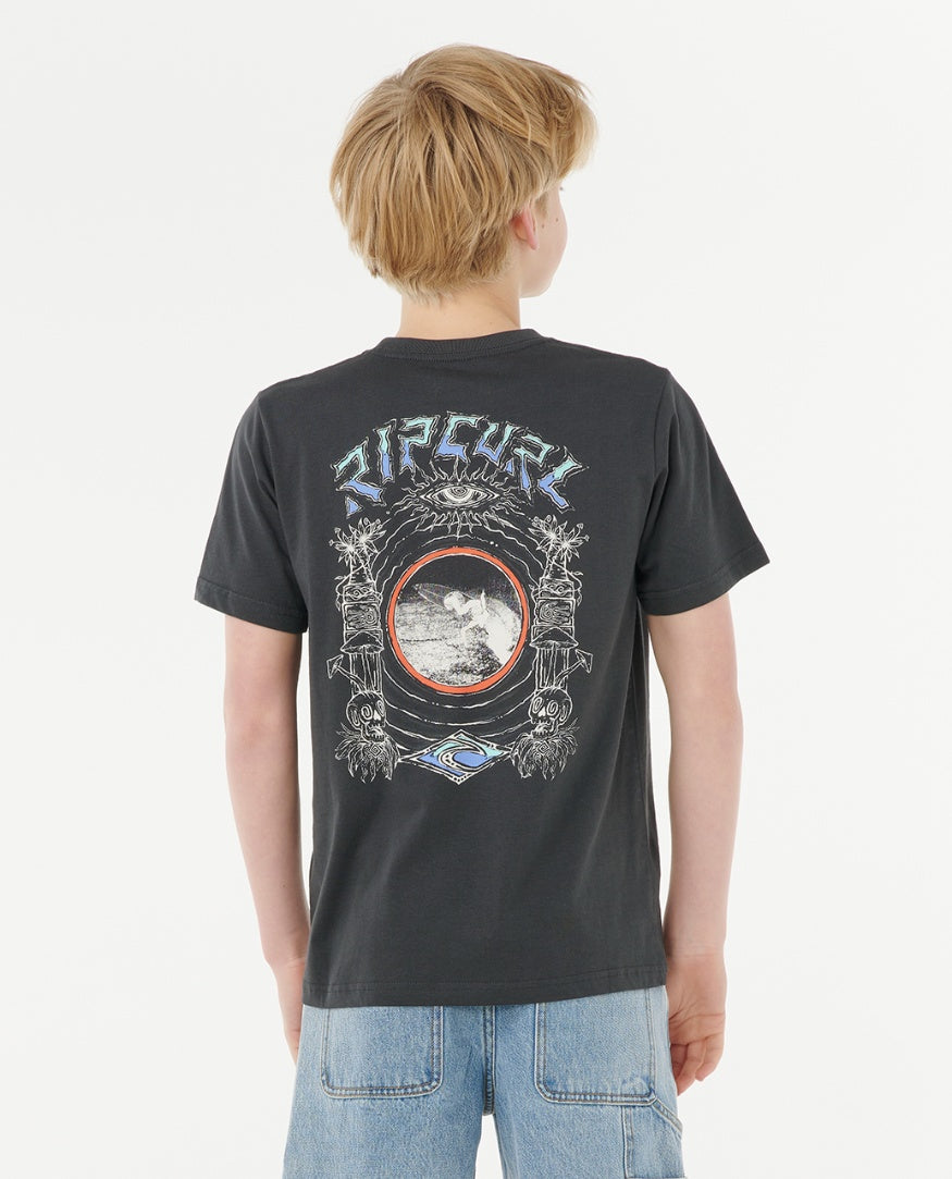 TROPIC DAZE ART TEE BOY - washed black