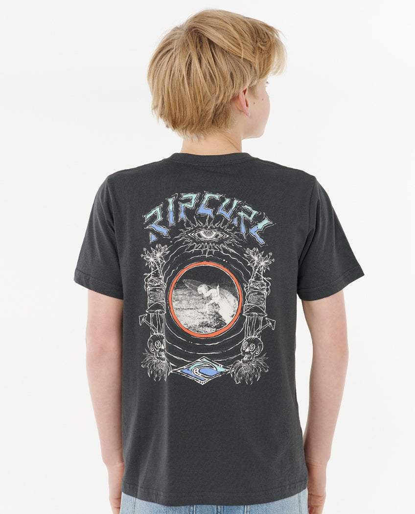 TROPIC DAZE ART TEE BOY - washed black
