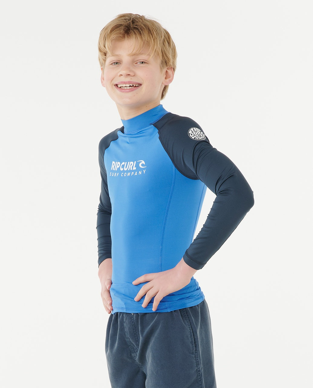 SHOCK UPF L/S BOY - blue gum