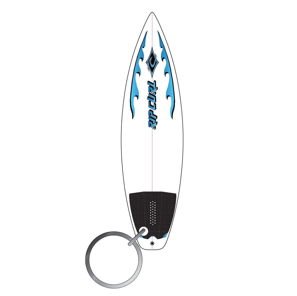 SURFBOARD KEYRING - white/blue