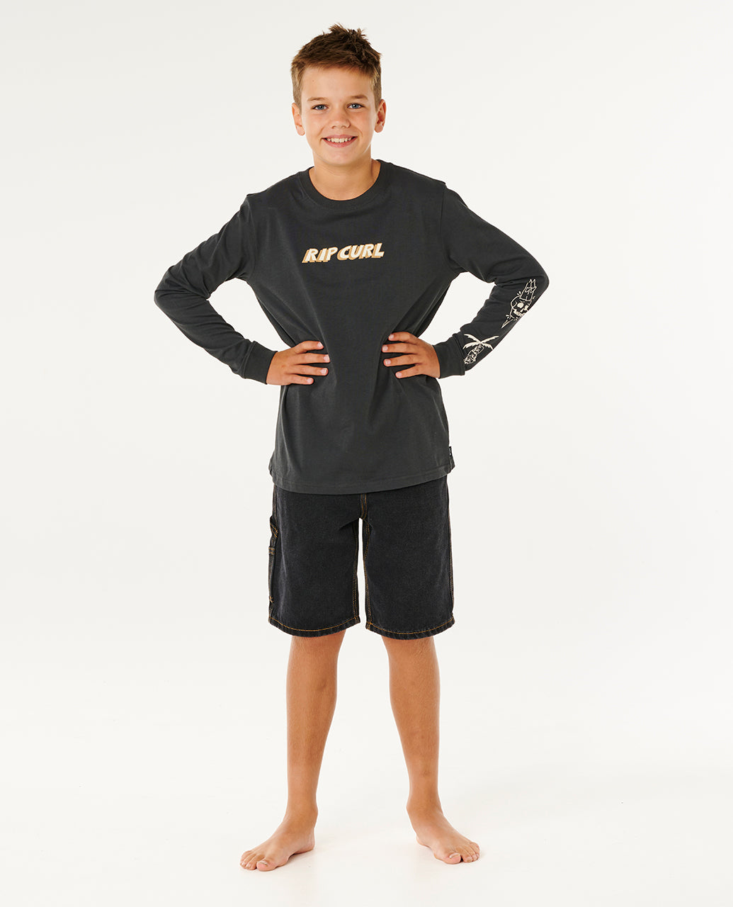 ETERNAL SHRED LS TEE-BOY - washed black
