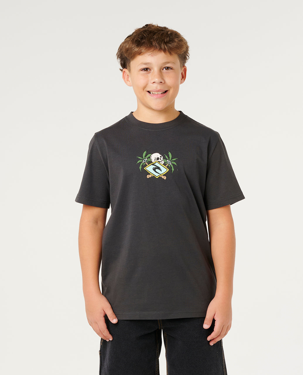SUNSET SESH LOGO TEE-BOY - washed black