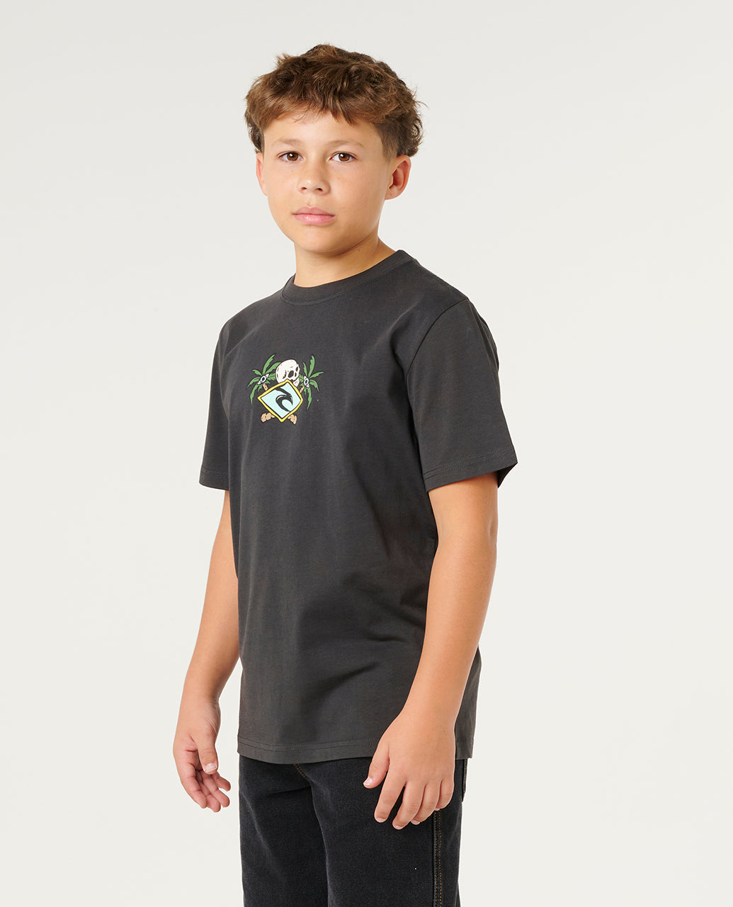 SUNSET SESH LOGO TEE-BOY - washed black