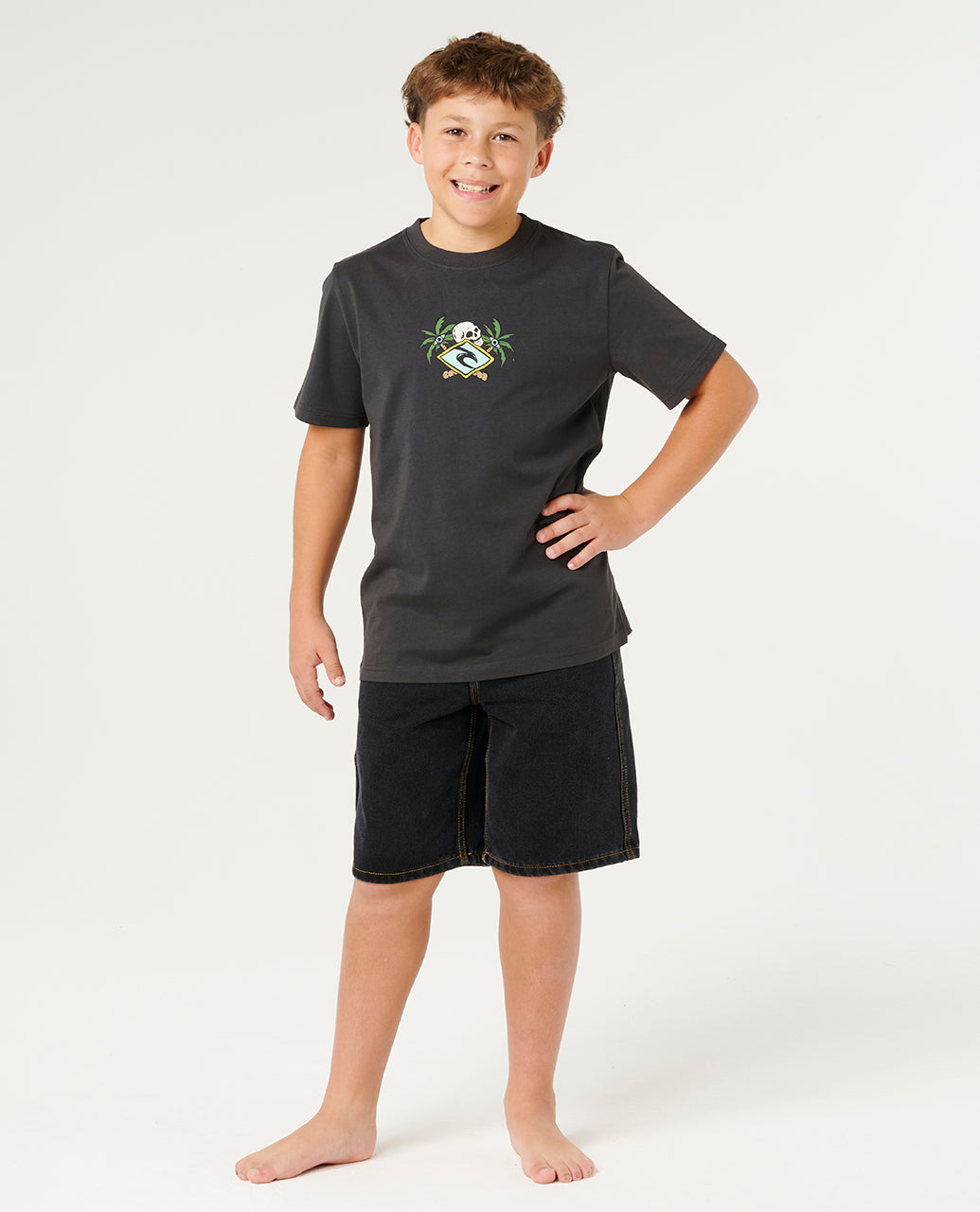 SUNSET SESH LOGO TEE-BOY - washed black