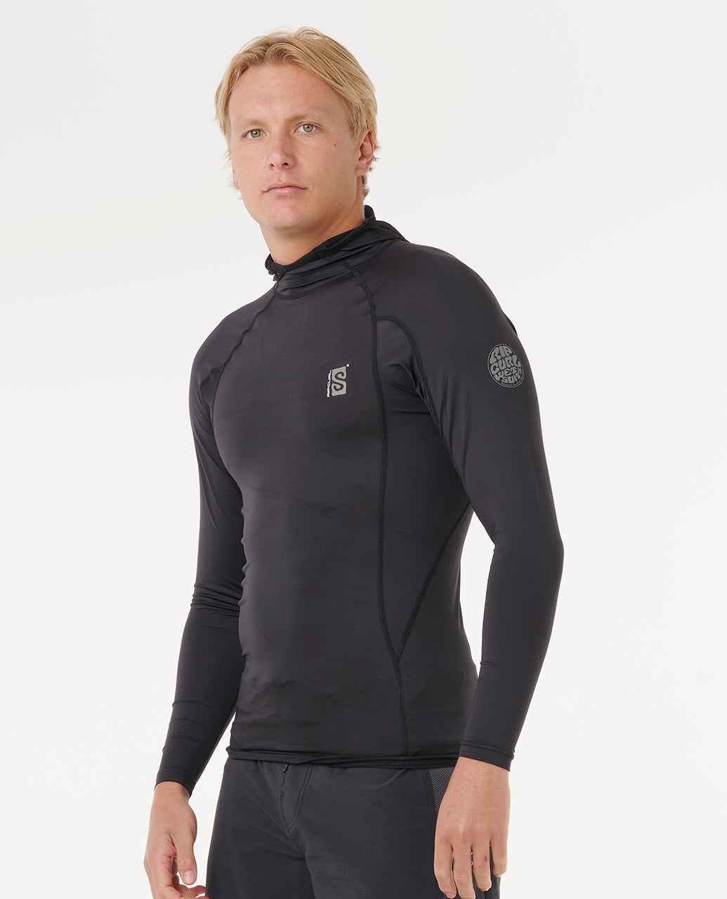 SEARCH UPF PERF HOOD LS - black