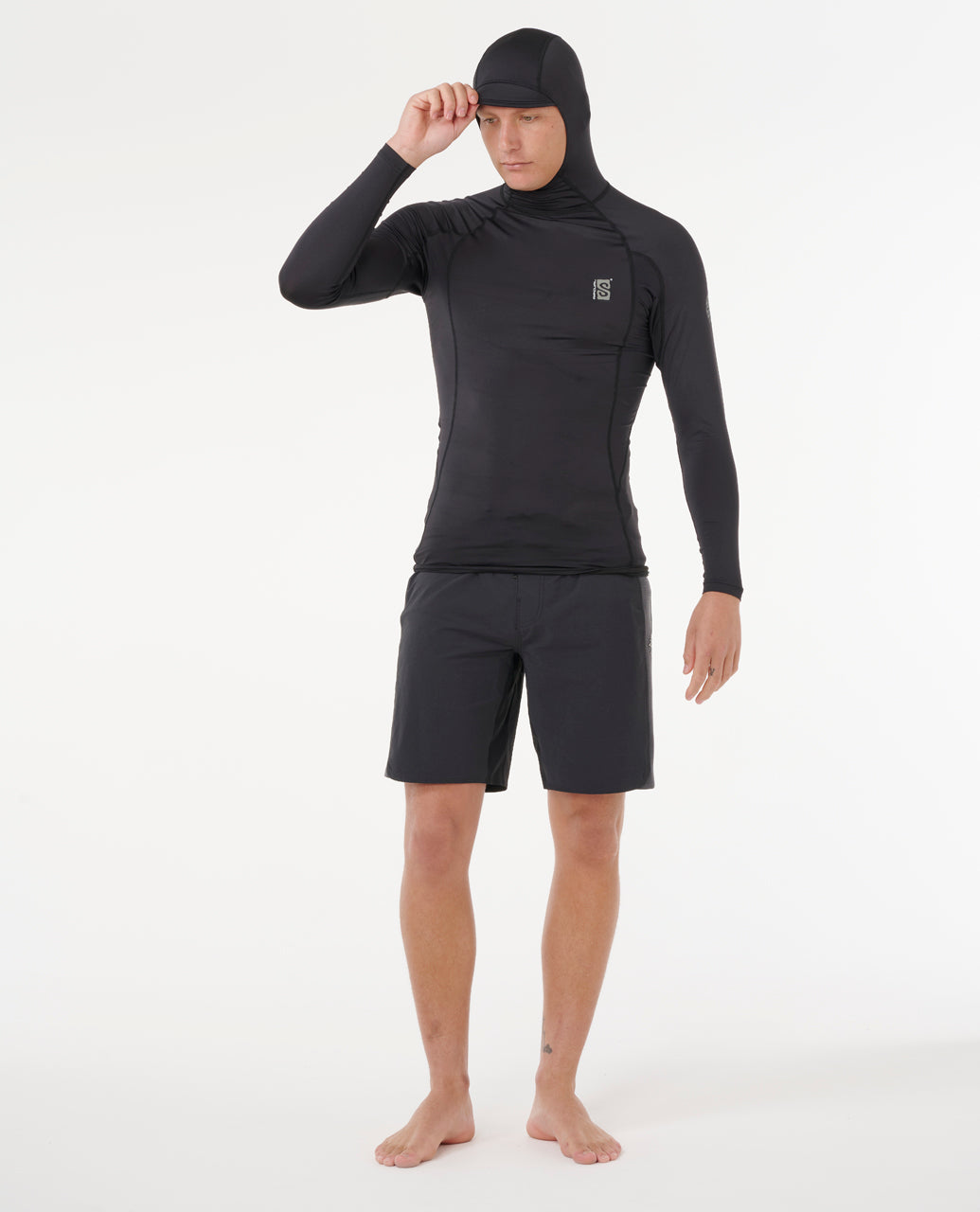 SEARCH UPF PERF HOOD LS - black