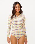 LOTTIE CHECK LS UPF SURFSUIT - blue/tangerine