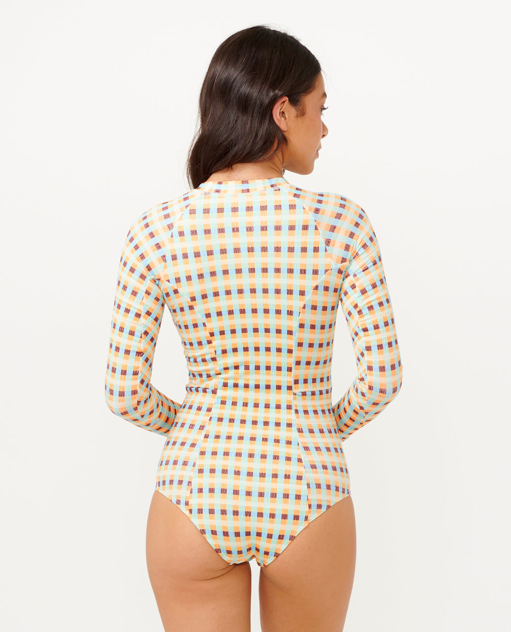 LOTTIE CHECK LS UPF SURFSUIT - blue/tangerine
