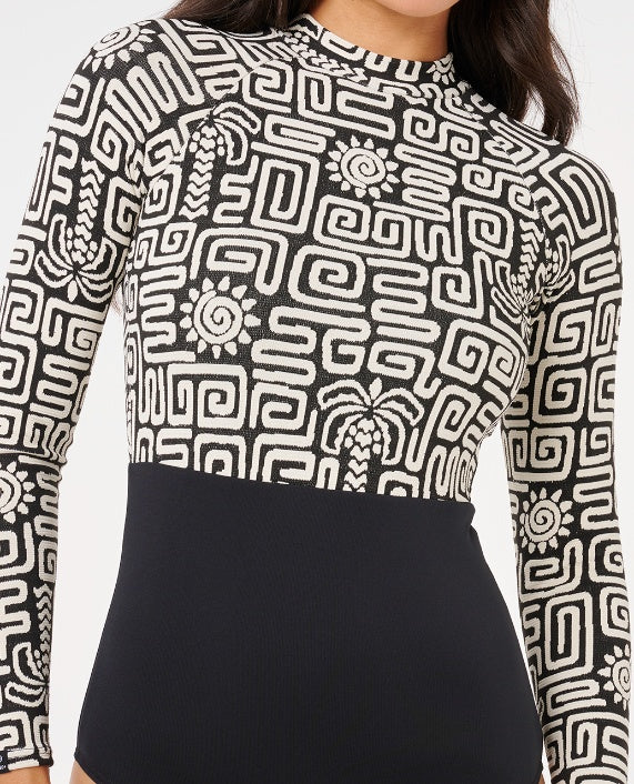 SUNSET JACQUARD SURFSUIT - black
