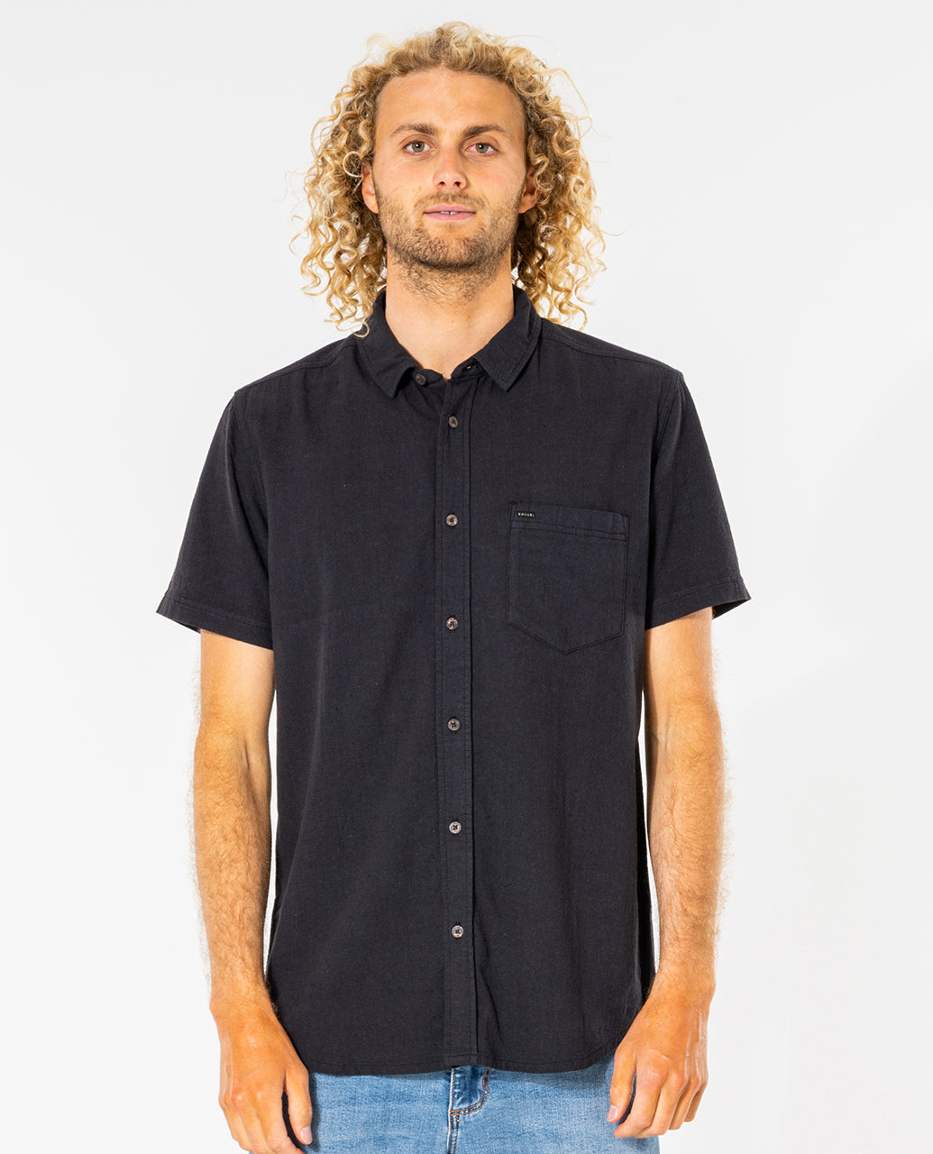 WASHED S/S SHIRT - washed black