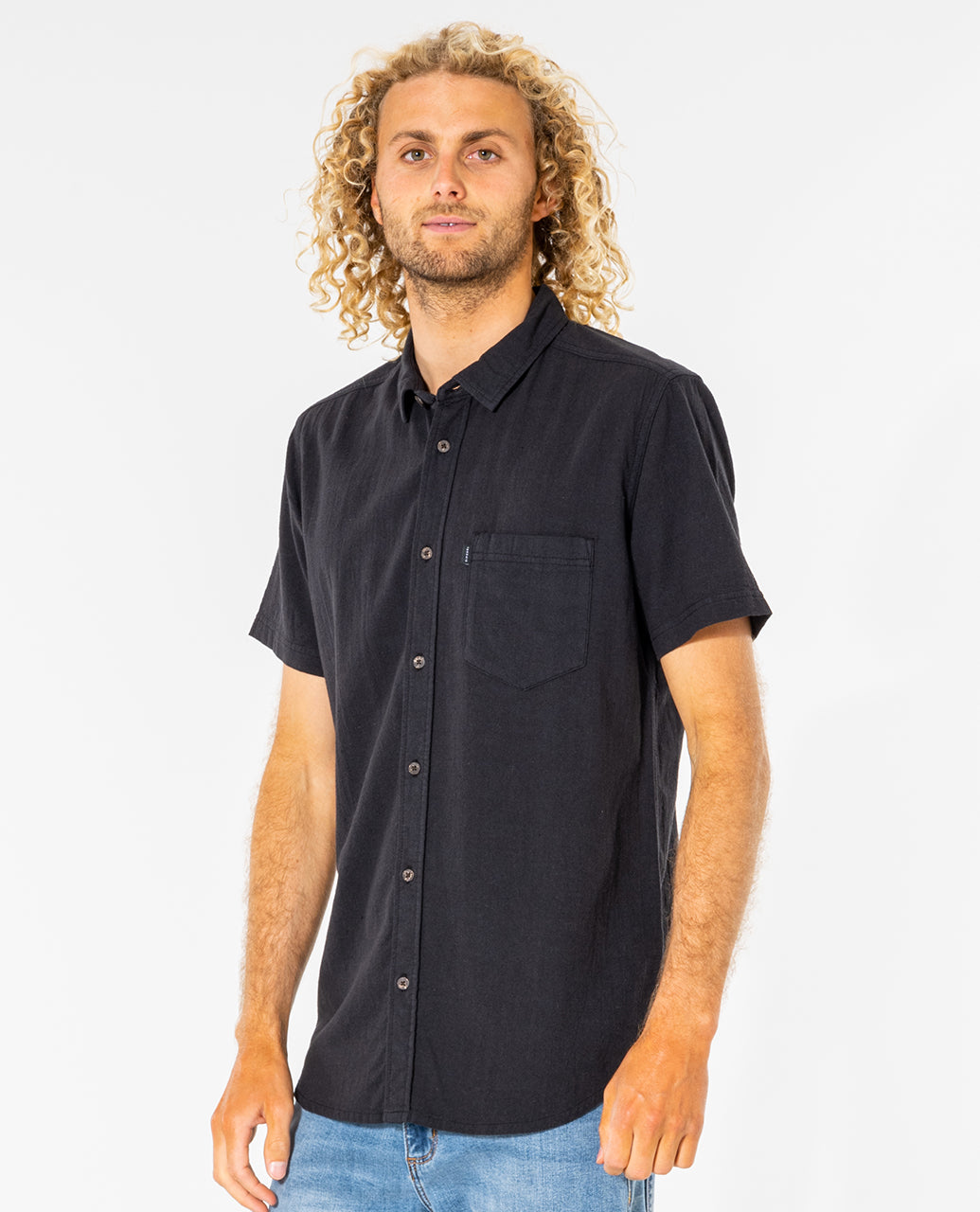 WASHED S/S SHIRT - washed black