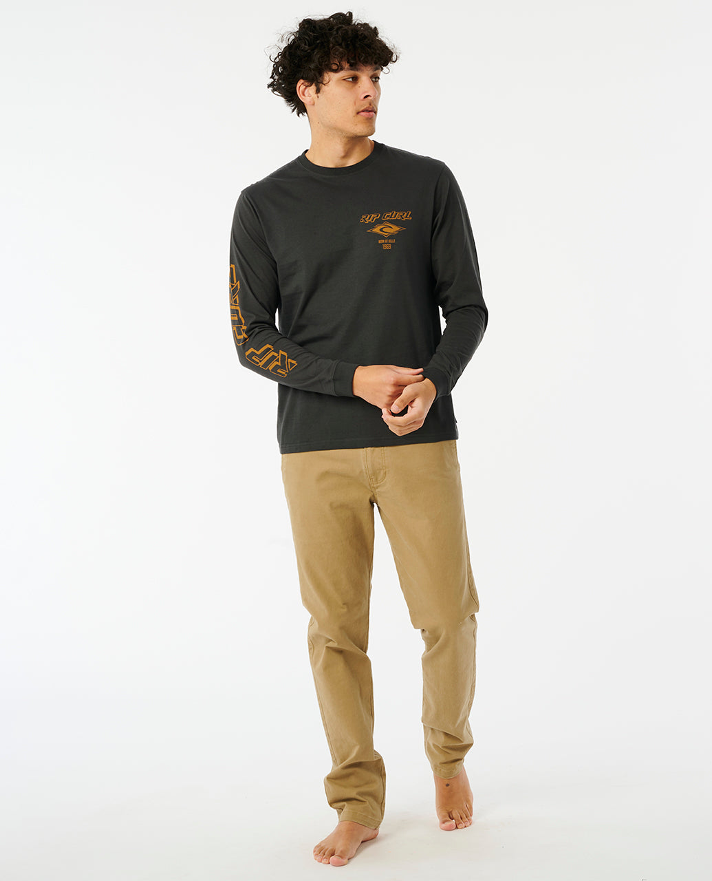 FADE OUT ICON L/S T - black/gold
