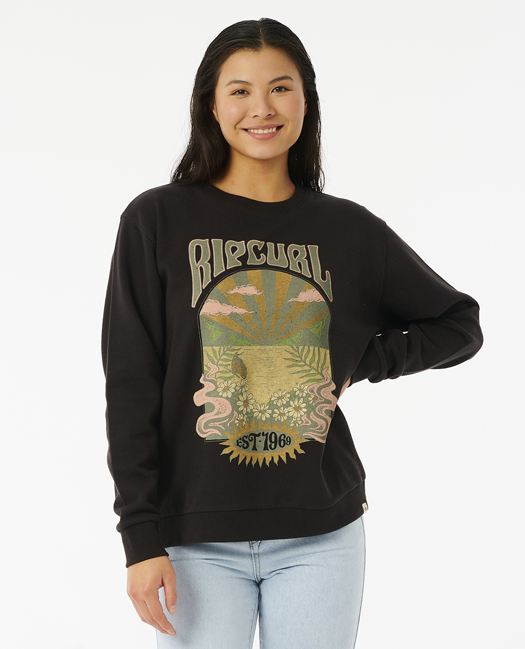 סוויטשירט עם הדפס COSMIC WANDERER CREW- Rip Curl