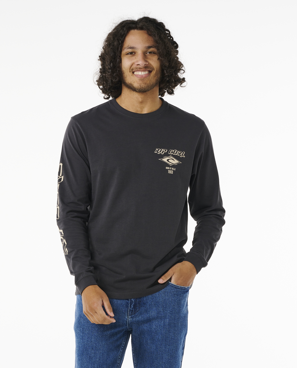 חולצת טי שרוול ארוך עם הדפס Fade Out Icon Long Sleeve Tee- Rip Curl