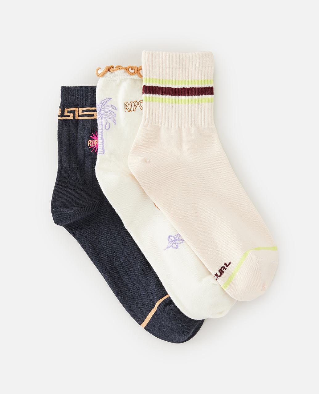 מארז 3 זוגות גרביים לנשים Mixed Socks - 3 Pack- Rip Curl