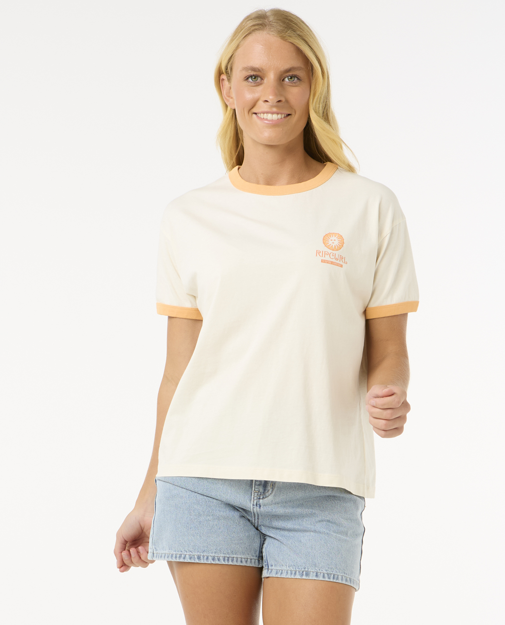 חולצה קצרה לנשים San Carlos Ringer Tee- Rip Curl