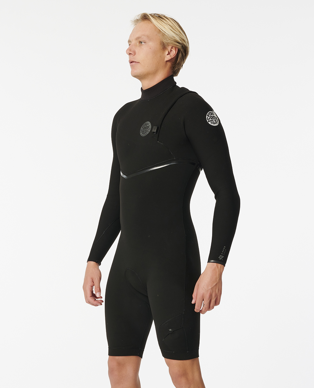 חליפת גלישה קצרה לגברים E-bomb 2mm Zip Free Long Sleeve Short Leg Springsuit Wetsuit- Rip Curl