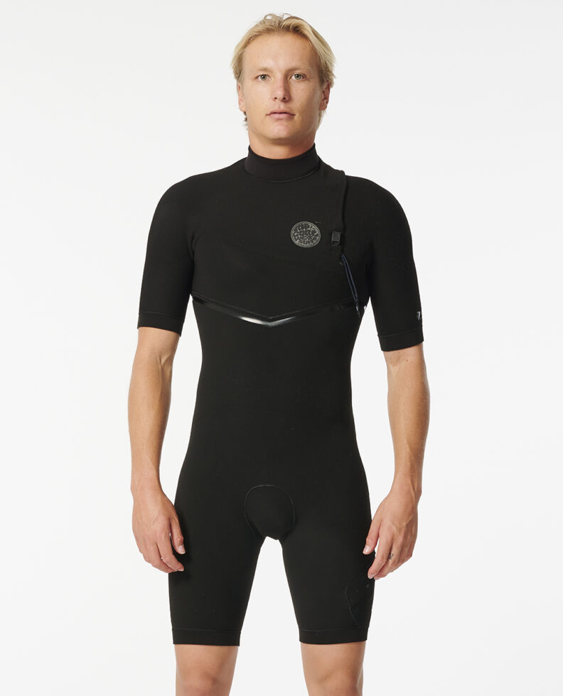 חליפת גלישה קצרה לגברים E-bomb 2/2mm Zip Free Short Sleeve Springsuit- Rip Curl