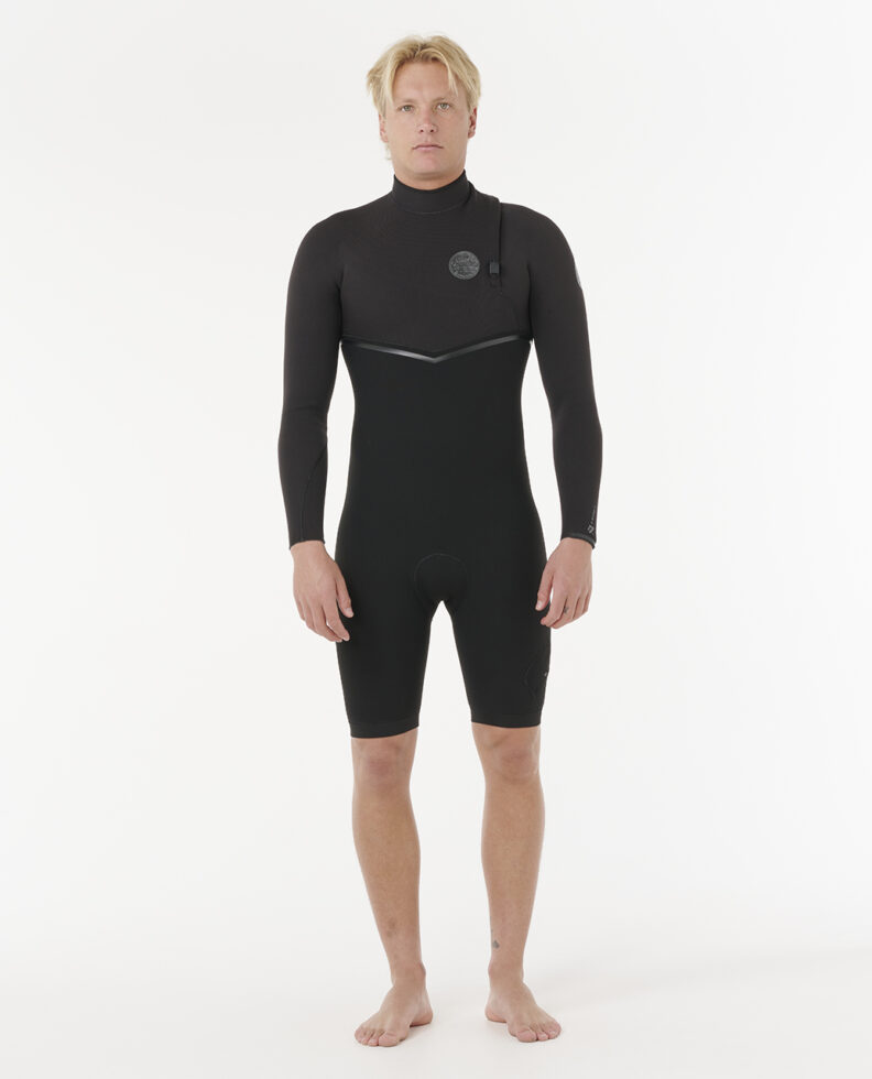חליפת גלישה קצרה לגברים E-bomb 2/2mm Long Sleeve Zip Free Springsuit- Rip Curl