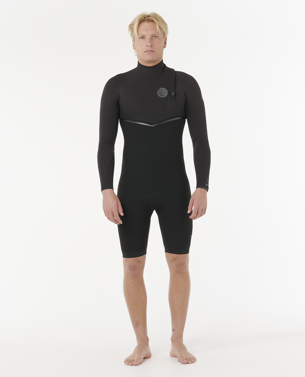 חליפת גלישה קצרה לגברים E-bomb 2/2mm Long Sleeve Zip Free Springsuit- Rip Curl